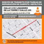 Desvío en Berazategui por obras